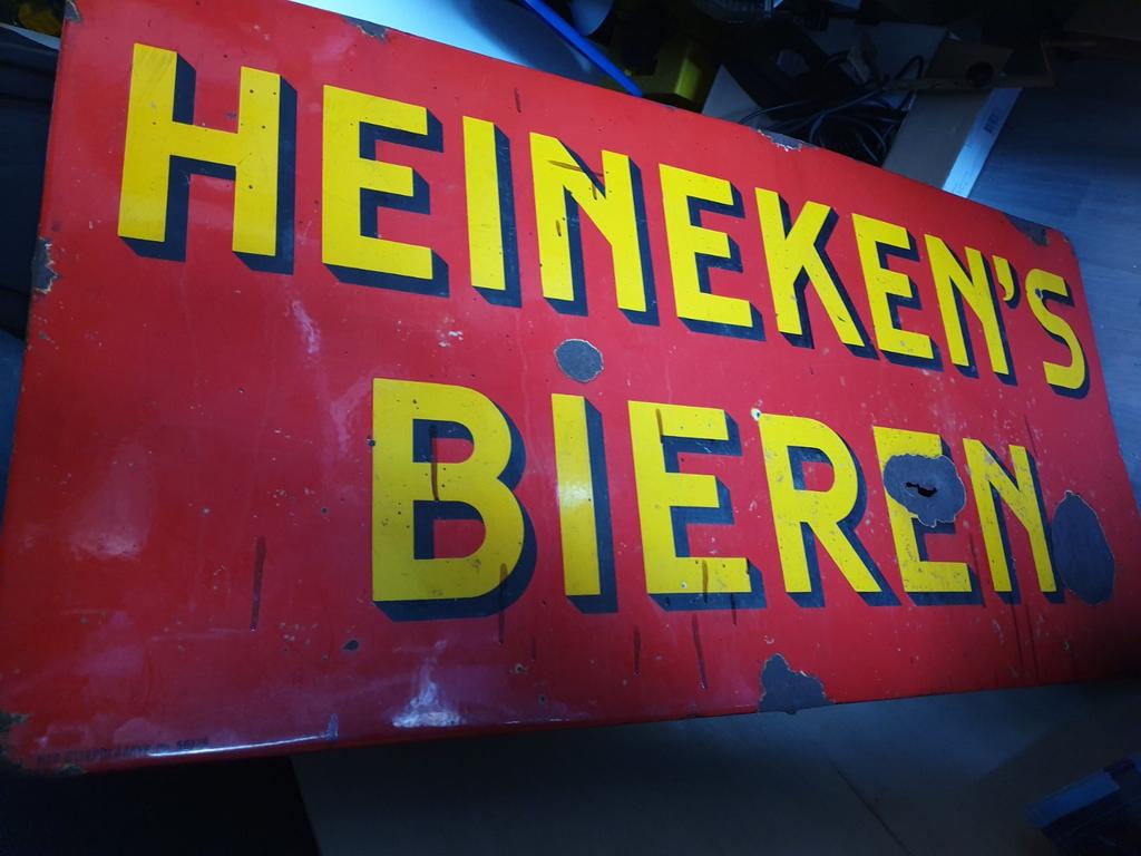 Heineken's emaillereclamebord, Ophalen, Reclamebord, Gebruikt, .....
