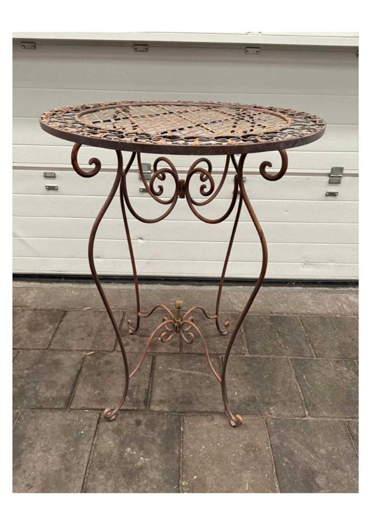 Antieke brocante ijzeren bartafel, 75x75x100 cm, nieuw, Metaal of Aluminium, Vierkant, Nieuw, Ophalen of Verzenden