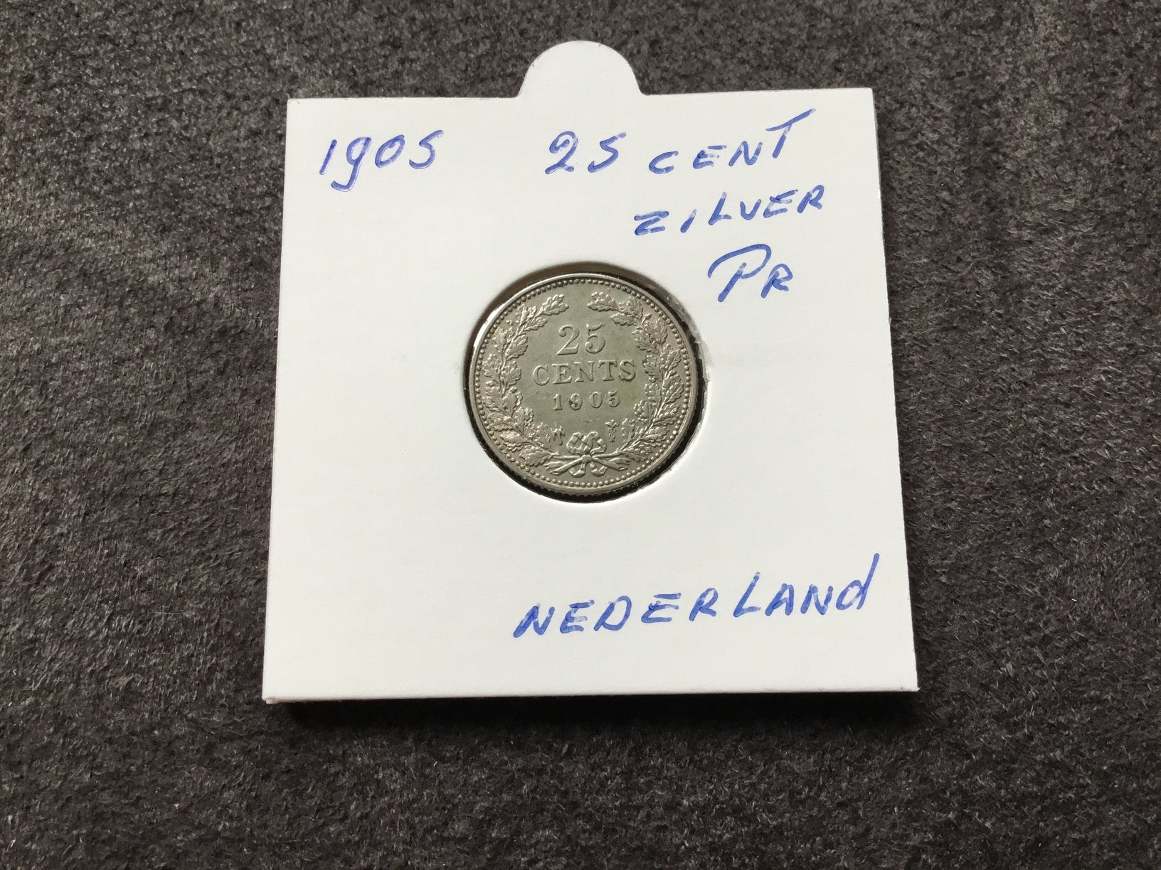 Munt 25 cent 1905 Nederland Wilhelmina zilver pr, Postzegels en Munten, Munten | Nederland, Ophalen of Verzenden, Koningin Wilhelmina