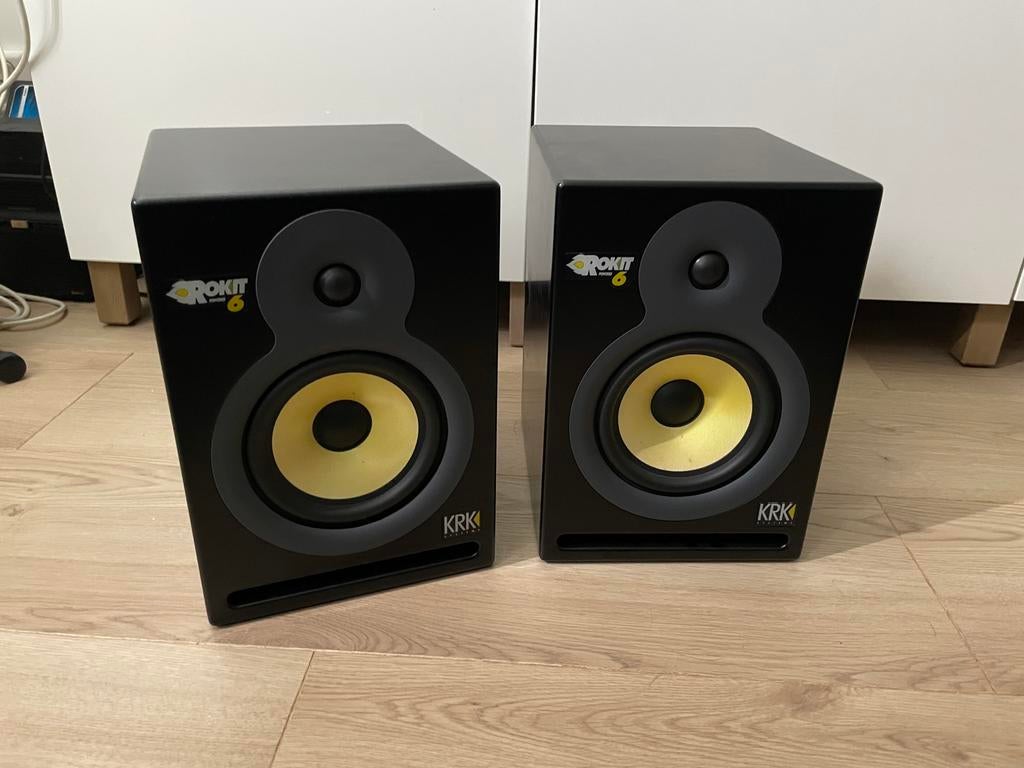 KRK Rokit 6 Studio Monitoren (set van 2), Gebruikt, 60 tot 120 watt, Front, Rear of Stereo speakers, Ophalen