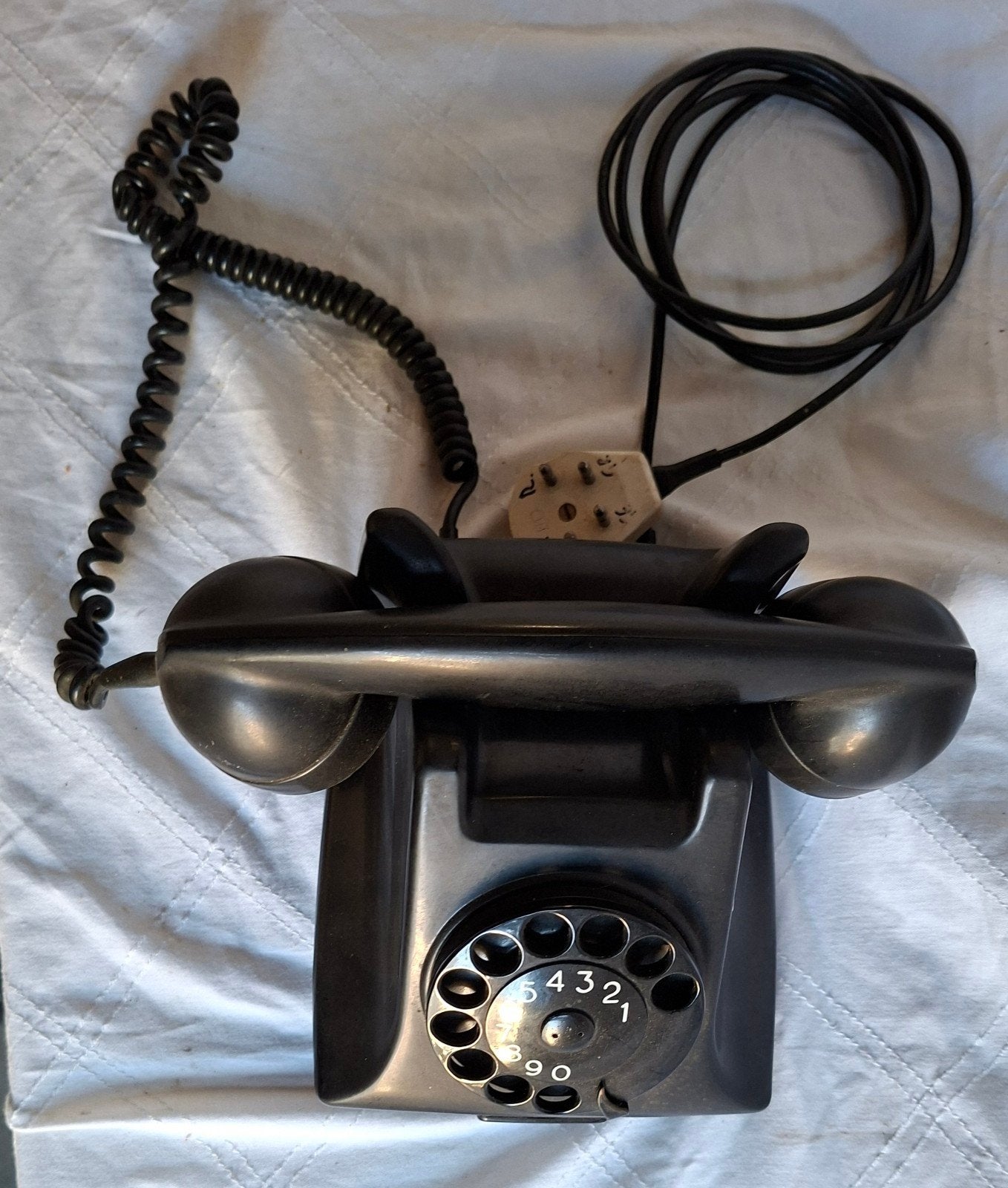Vintage PTT Draaischijf Telefoon Zwart Bakeliet, Telecommunicatie, Ophalen of Verzenden, Gebruikt, Bakeliet