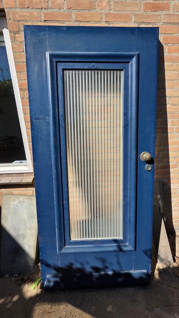 Jaren '60 Hardhouten Voordeur met Glas, 1005x2145mm, Ophalen, Gebruikt, 80 tot 100 cm, Buitendeur