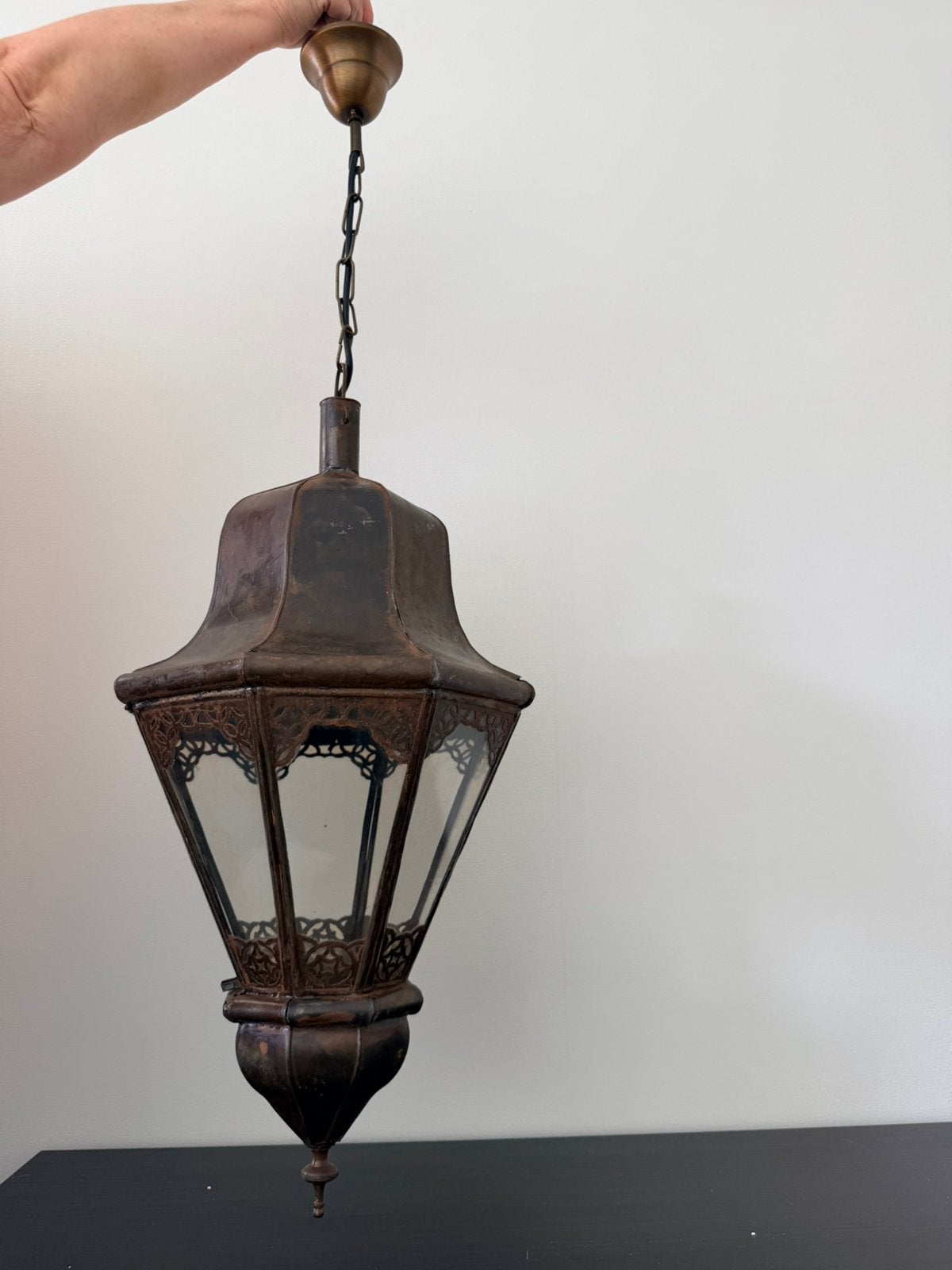 Antieke lamp 8 hoekig, Ophalen of Verzenden, Gebruikt, Overige materialen