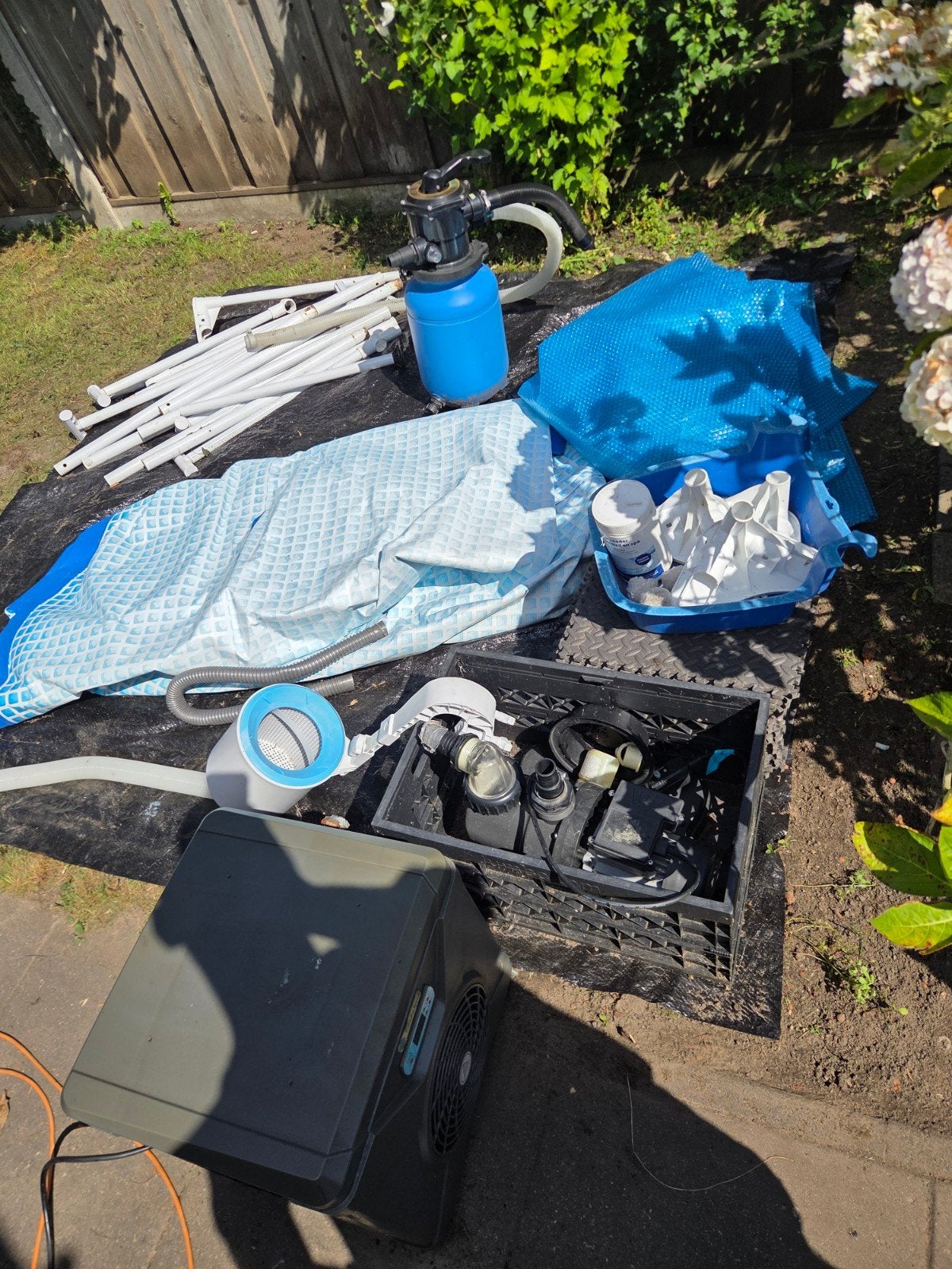 zwembad met warmtepomp en toebehoren, Ophalen, Gebruikt, Opzetzwembad, 200 tot 400 cm