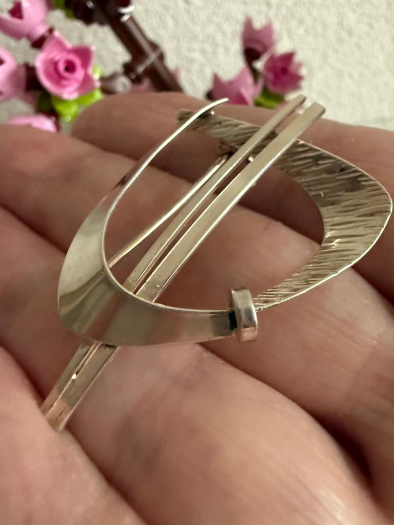 M199/TEKA Zilveren Vintage Modernist Broche, 4 tot 7 cm, Gebruikt, Verzenden, X