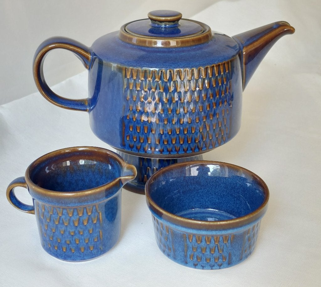 Søholm Granit, Deens jaren 60 theepot, melkkan en suikerpot, Huis en Inrichting, Overige merken, Keramiek, Vintage, Ophalen of Verzenden