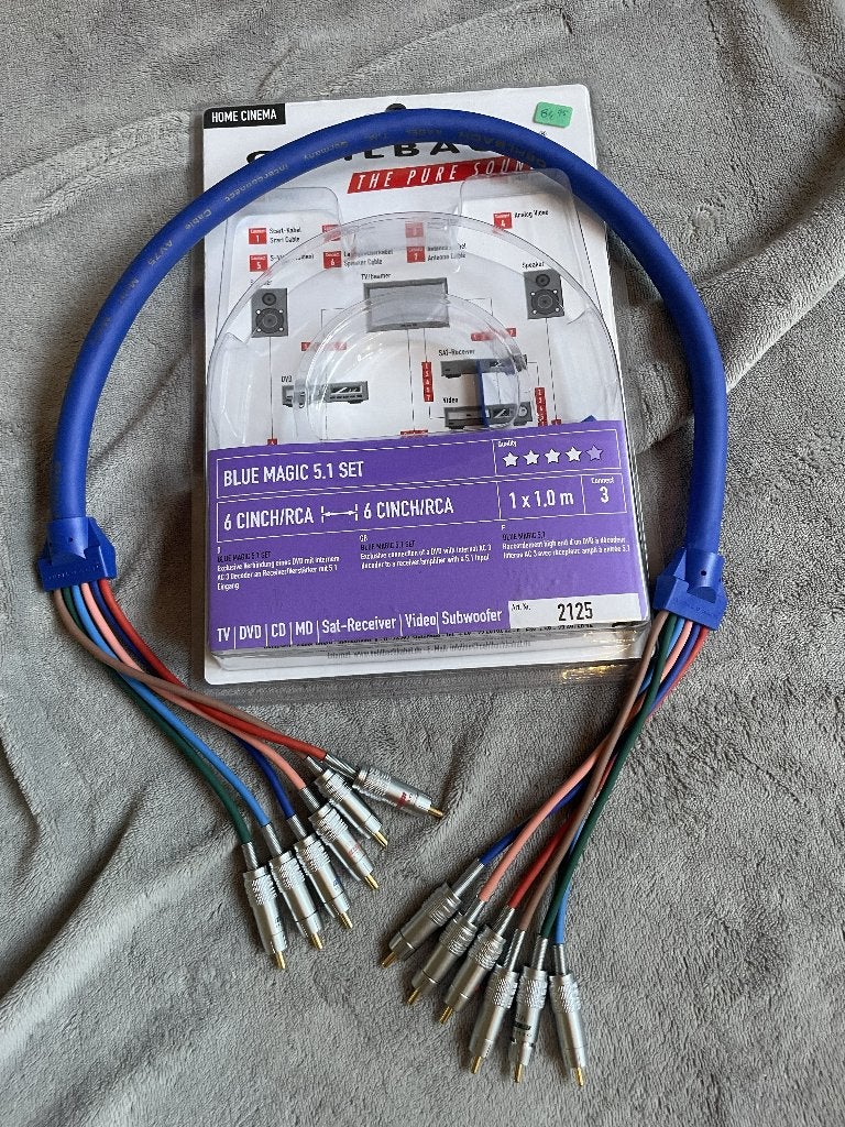 Oehlbach Blue Magic 5.1 Set RCA Cinch Kabel 1.0m, Ophalen of Verzenden, Gebruikt, Minder dan 2 meter, Interlink-kabel