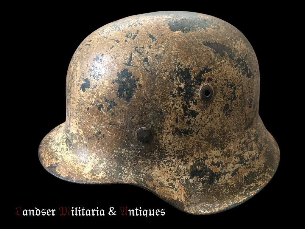 WW2 Afrikakorps M42 ND camo helm, Ophalen of Verzenden, Duitsland, Helm of Baret