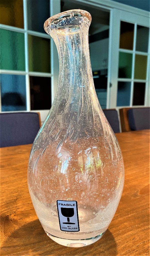 Design vaas van JDC glas., Ophalen of Verzenden, Zo goed als nieuw, Transparant, Glas