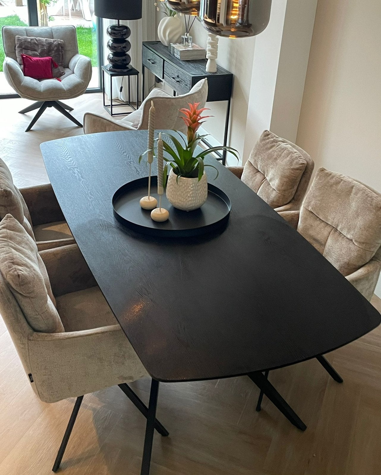 Eettafel zwart, Huis en Inrichting, Tafels | Eettafels, Ophalen, Gebruikt, 50 tot 100 cm, 150 tot 200 cm