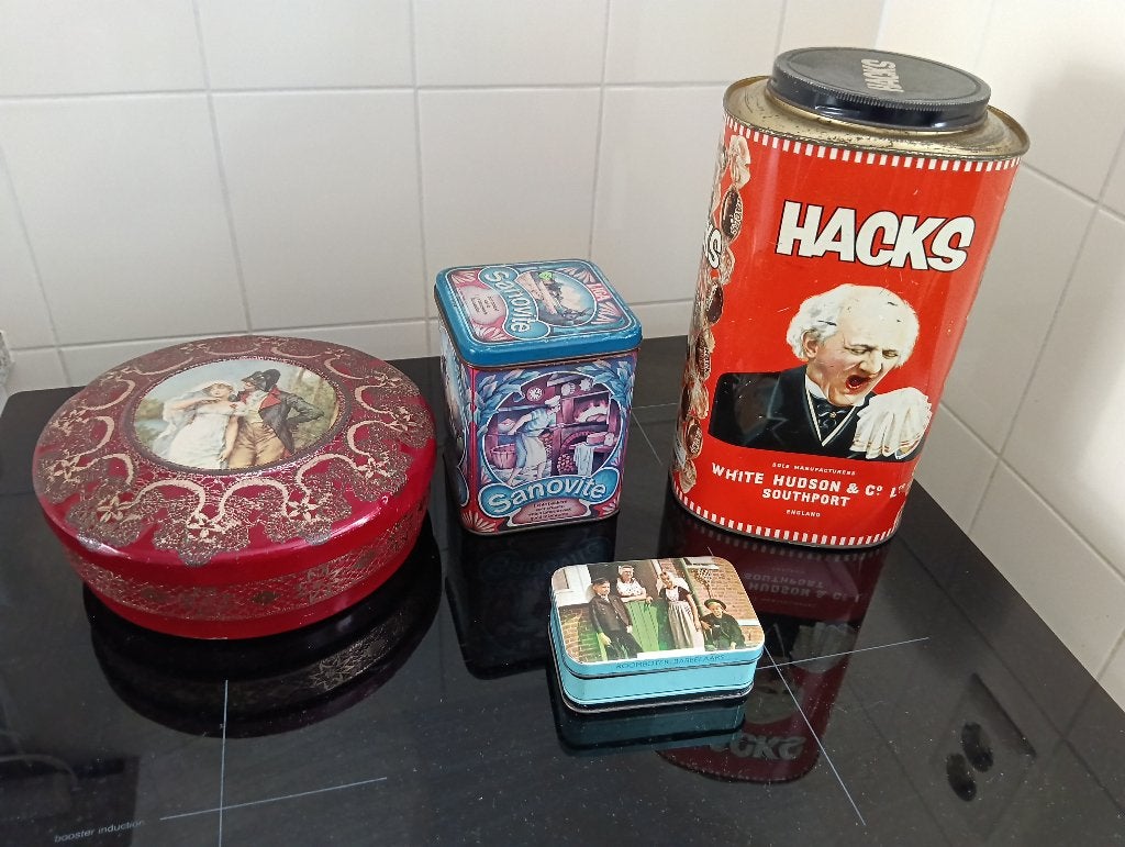 Bewaarblikken/koektrommel. Los te koop., Ophalen, Gebruikt