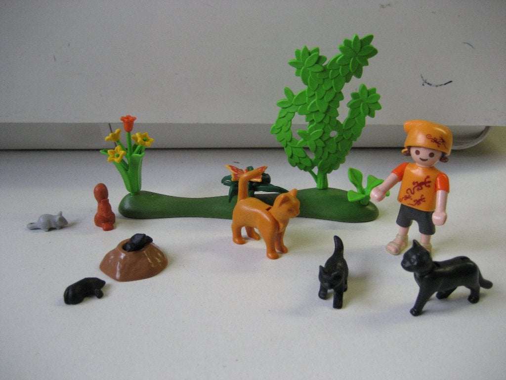 playmobil meisje bij de poesjes en kleine dieren, Ophalen of Verzenden, Zo goed als nieuw