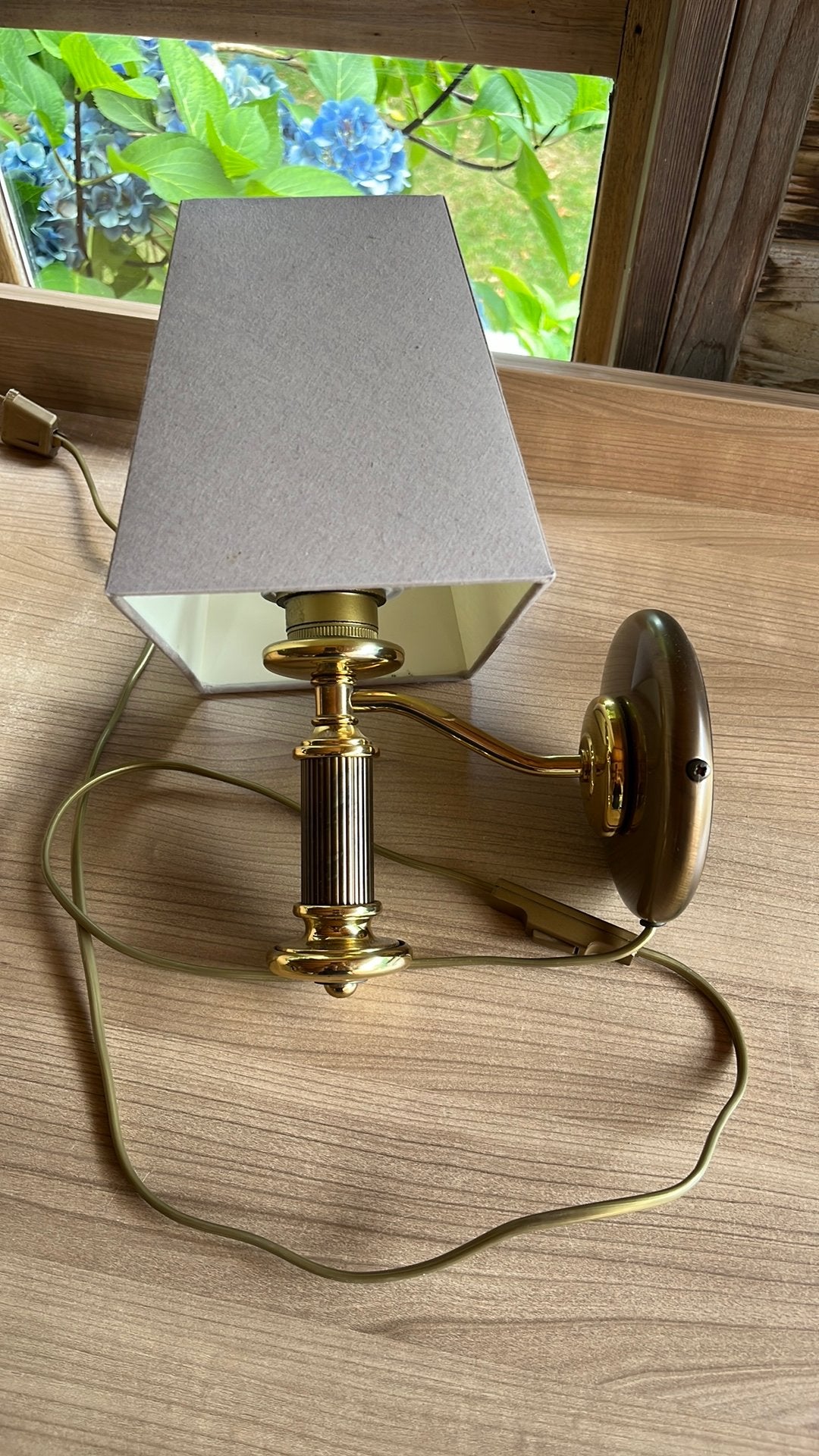 Wand schemerlamp messing - brons met rechthoekige kap, Ophalen of Verzenden