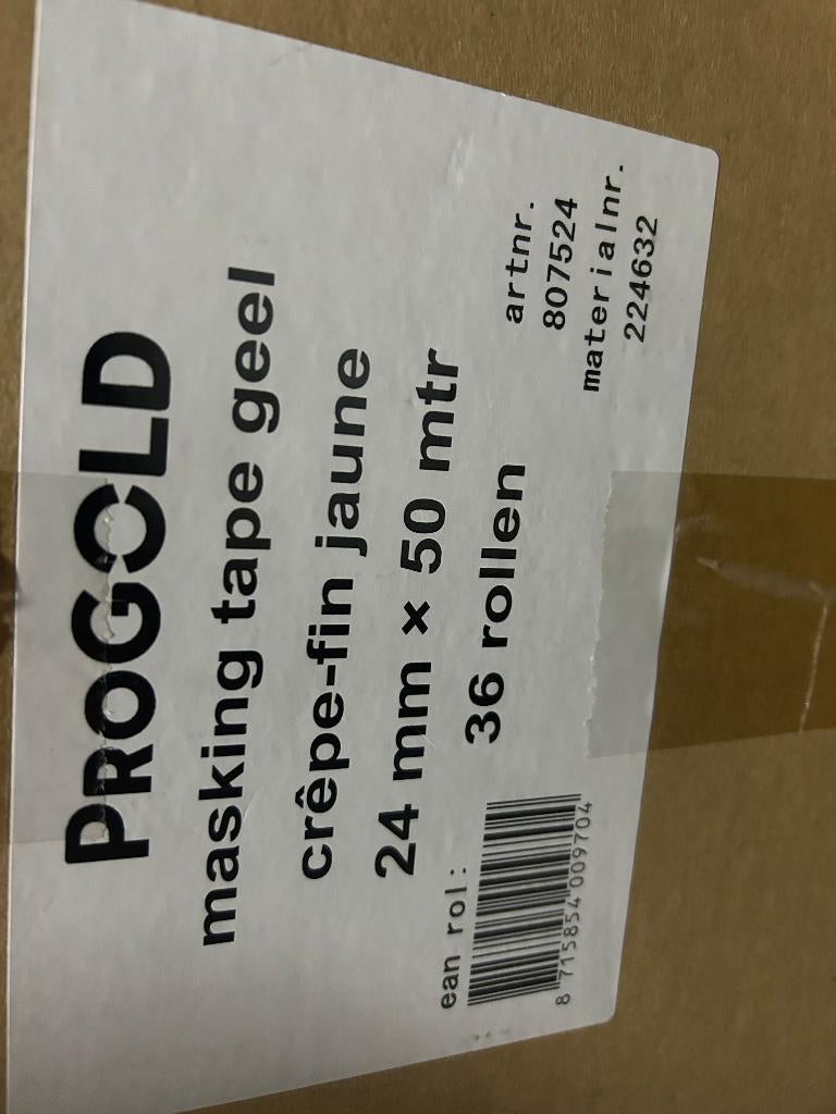 ProGold Masking Tape Geel 24mm x 50m (36 stuks) #Nieuw#, Doe-het-zelf en Verbouw, Schildersmaterialen, Ophalen of Verzenden, Nieuw