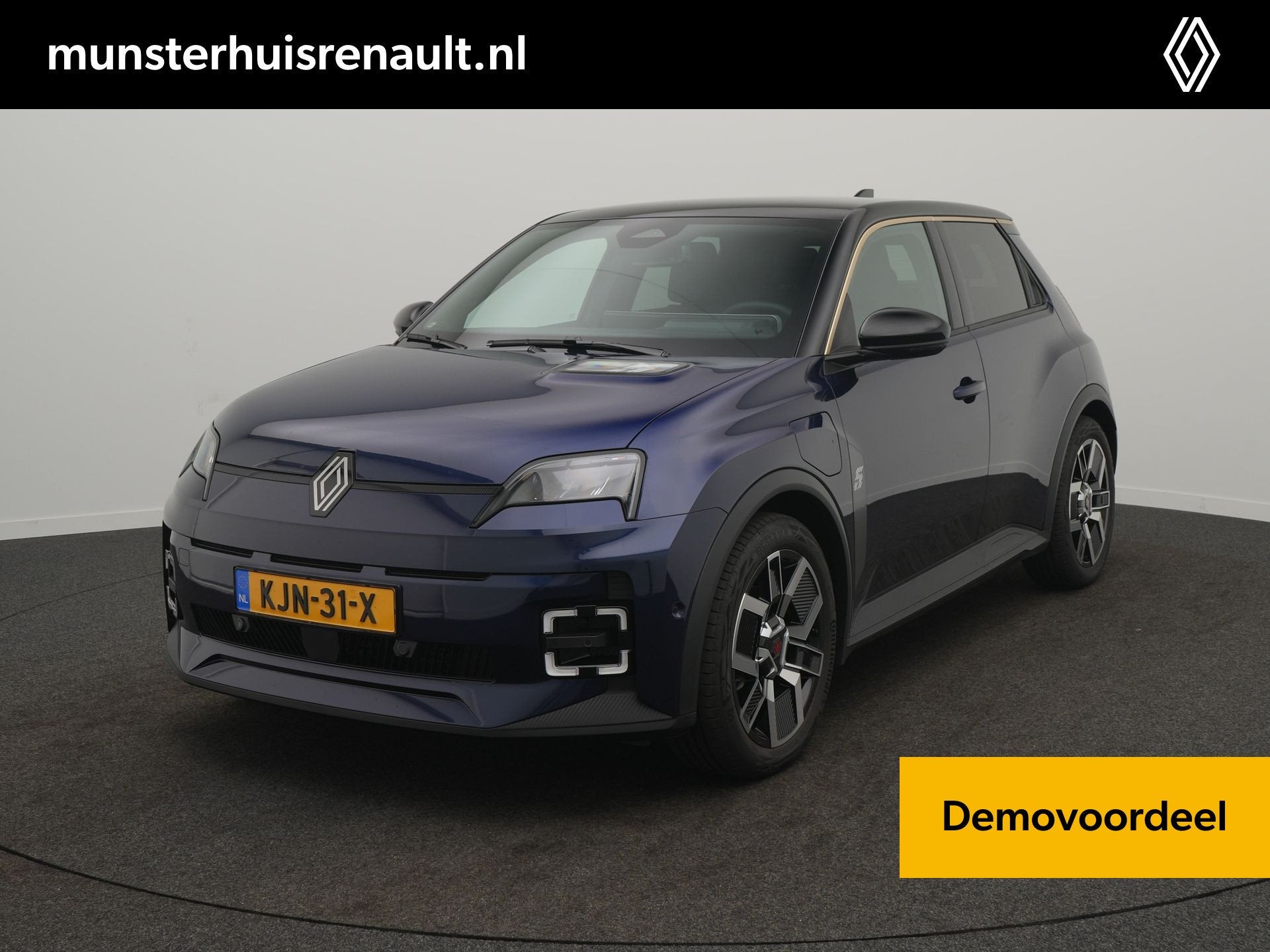 Renault 5 comfort range techno 52 kWh - Demo - V2G Lader - P, Stof, Gebruikt, Zwart, Origineel Nederlands