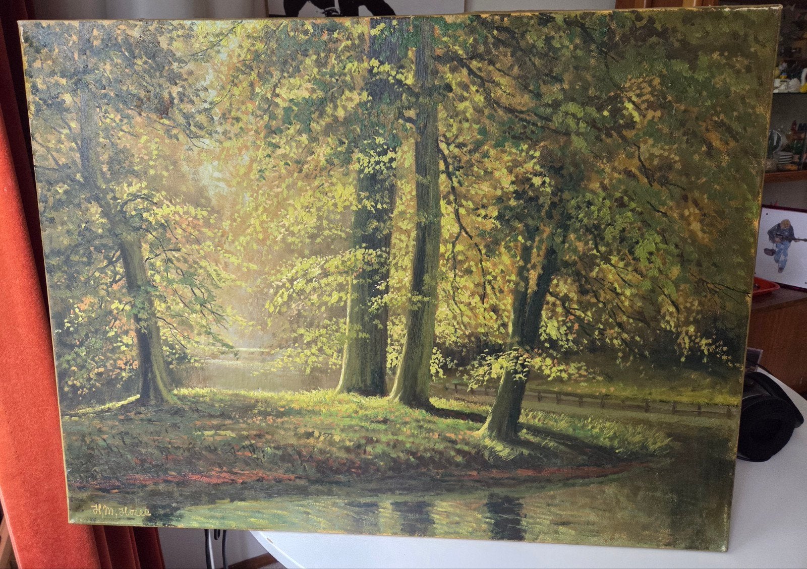 Bos schilderij H.M. Hozee, olieverf op canvas., Ophalen of Verzenden