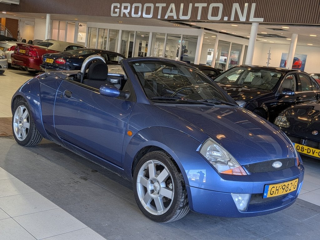 Ford Ka StreetKa 1.6 OPKNAPPER Lichtmetalen velgen, Stuurbek, Zwart, 4 cilinders, Blauw, Bedrijf