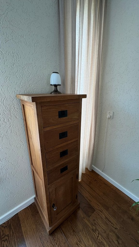 Houten kastje met 4 lades en 1 deur (45x40x35.5 cm), Huis en Inrichting, Kasten | Overige, Ophalen, Gebruikt