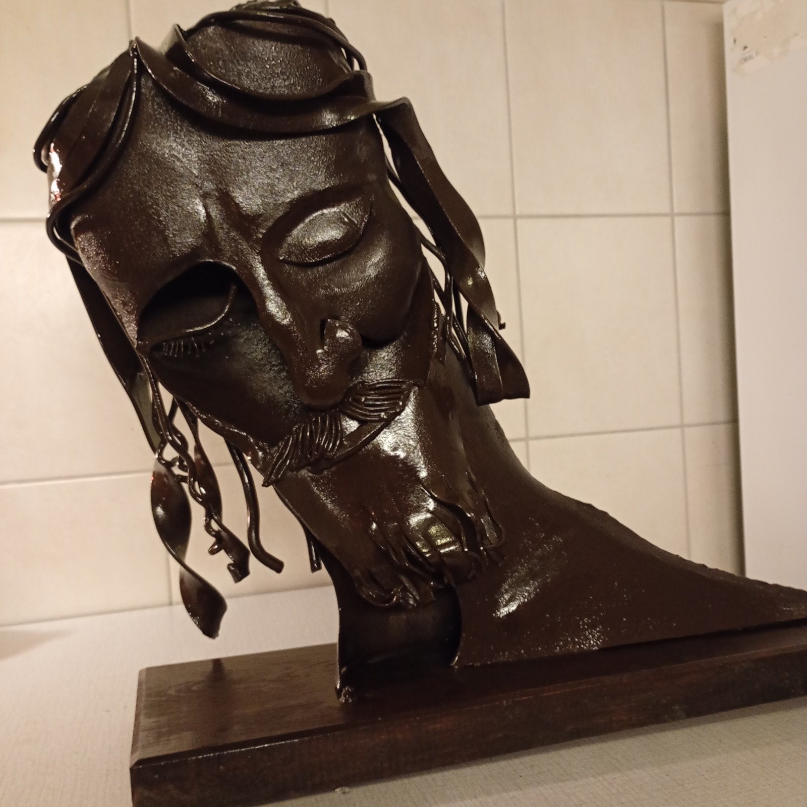 metalen buste van Jezus, handgemaakt, Buste, Ophalen of Verzenden, 20 - 50 cm, Bruin