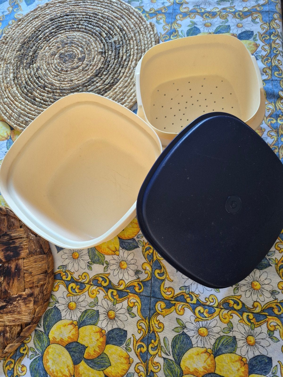 Tupperware Stoomschaal blauw en beige, Ophalen of Verzenden, Blauw
