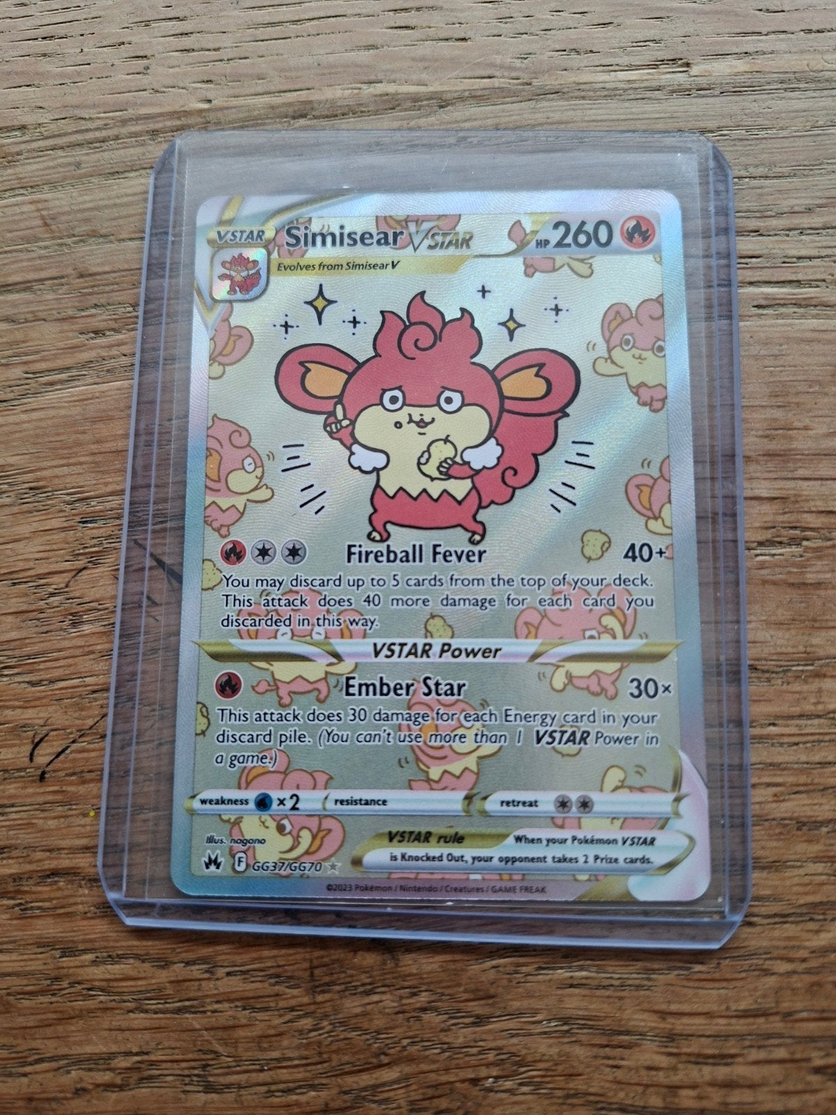 Pokémon Simisear VSTAR GG37/GG70 Crown Zenith, Ophalen of Verzenden, Zo goed als nieuw, Losse kaart, Foil