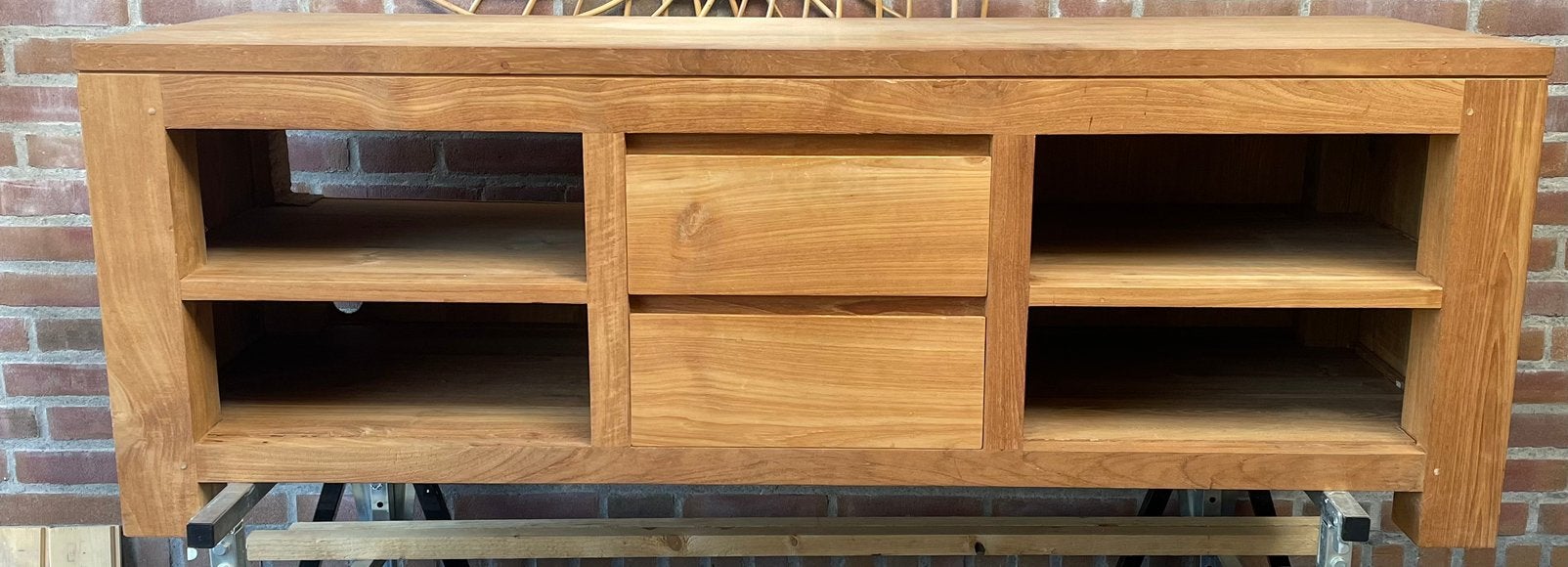 Tv kastje teak, Ophalen, 100 tot 150 cm, Teakhout, Zo goed als nieuw