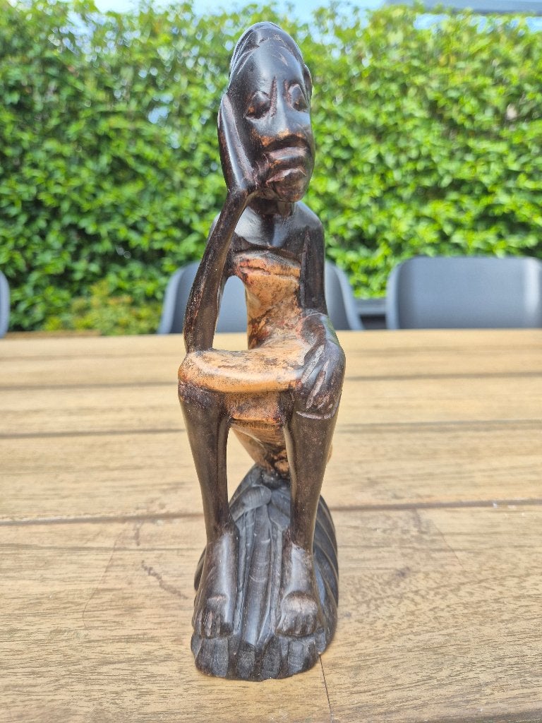Ghanees houten beeld van vrouw, Houtsnijwerk, Ophalen of Verzenden, 20 - 50 cm, Hout