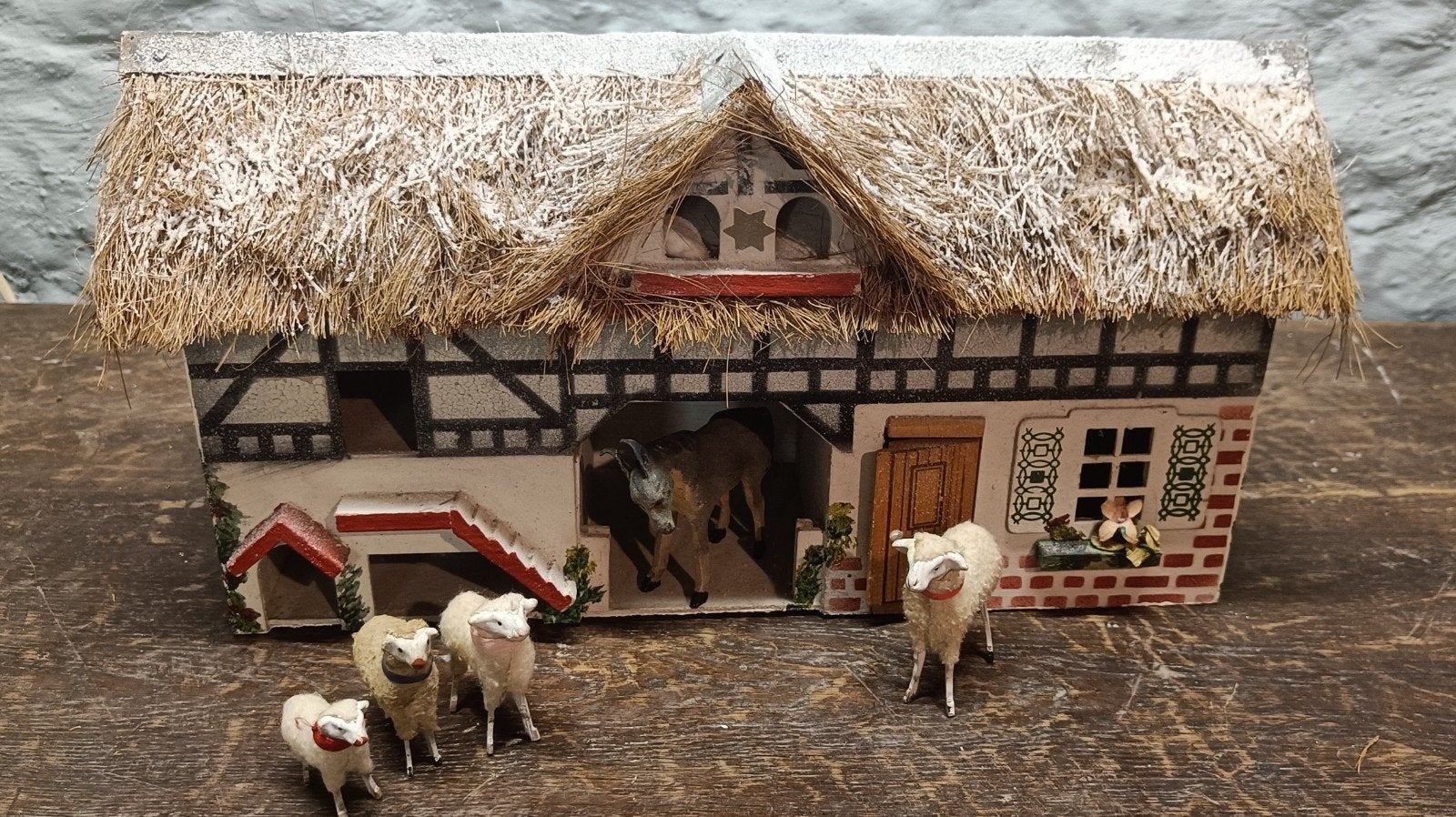 boerderijtje kerst huisje, Antiek en Kunst, Ophalen of Verzenden