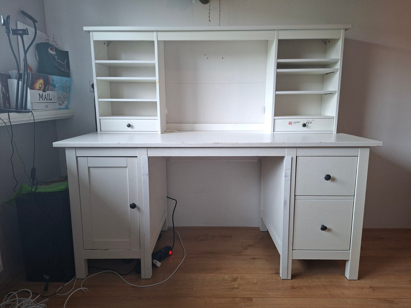IKEA Hemnes Bureau Wit met Bovenstuk - Compleet, Ophalen, Gebruikt, 155 cm, 65 cm