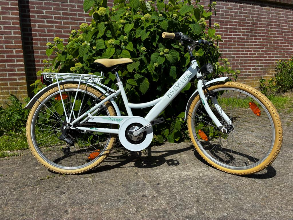 KS Cycling Toscana Kinderfiets Wit 24 inch met Versnellingen, Ophalen, Gebruikt, Velgrem, 20 inch of meer