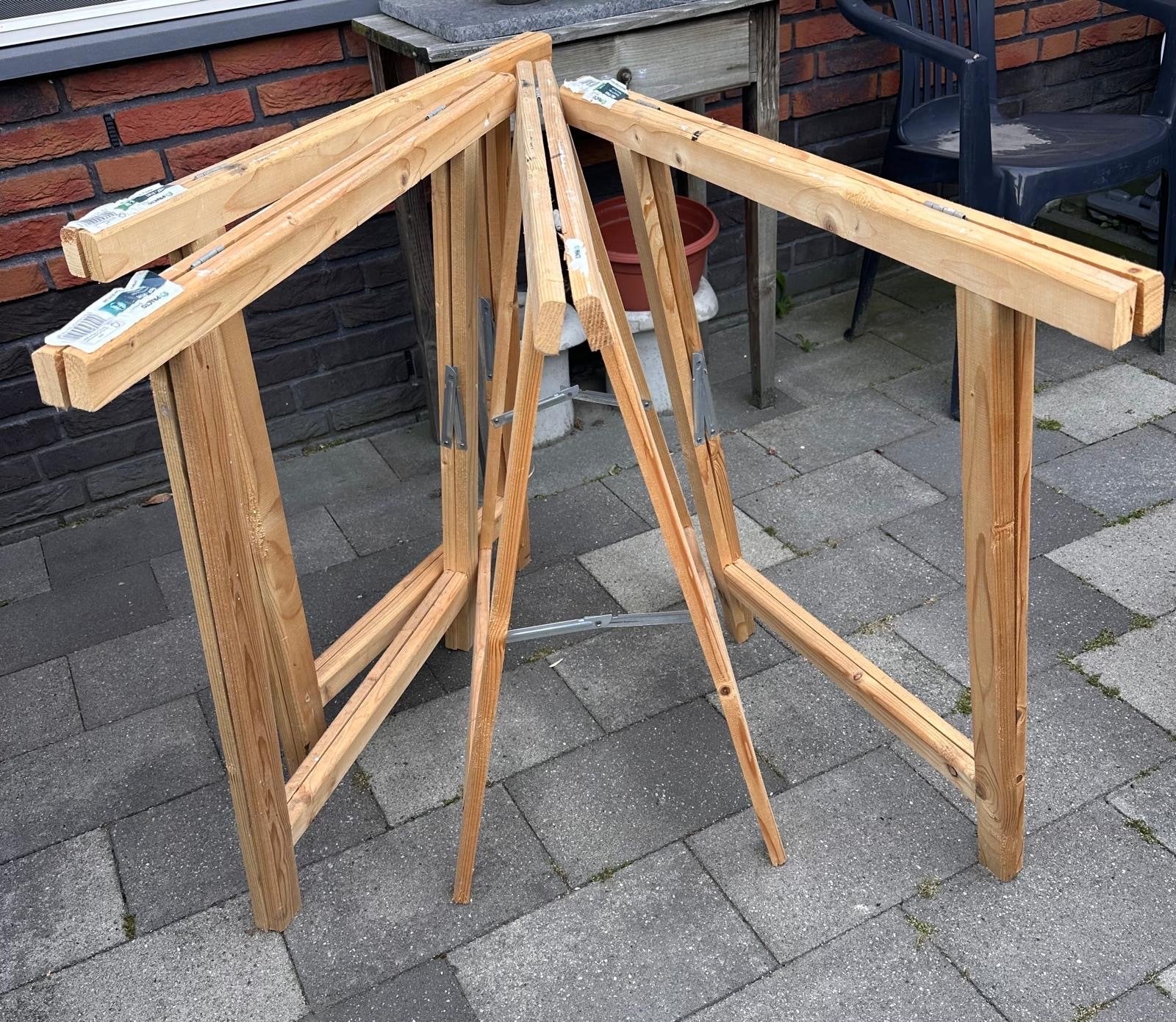 Houten schragen - Opvouwbaar en stevig, Doe-het-zelf en Verbouw, Ophalen, Gebruikt, Trap, Opvouwbaar of Inschuifbaar