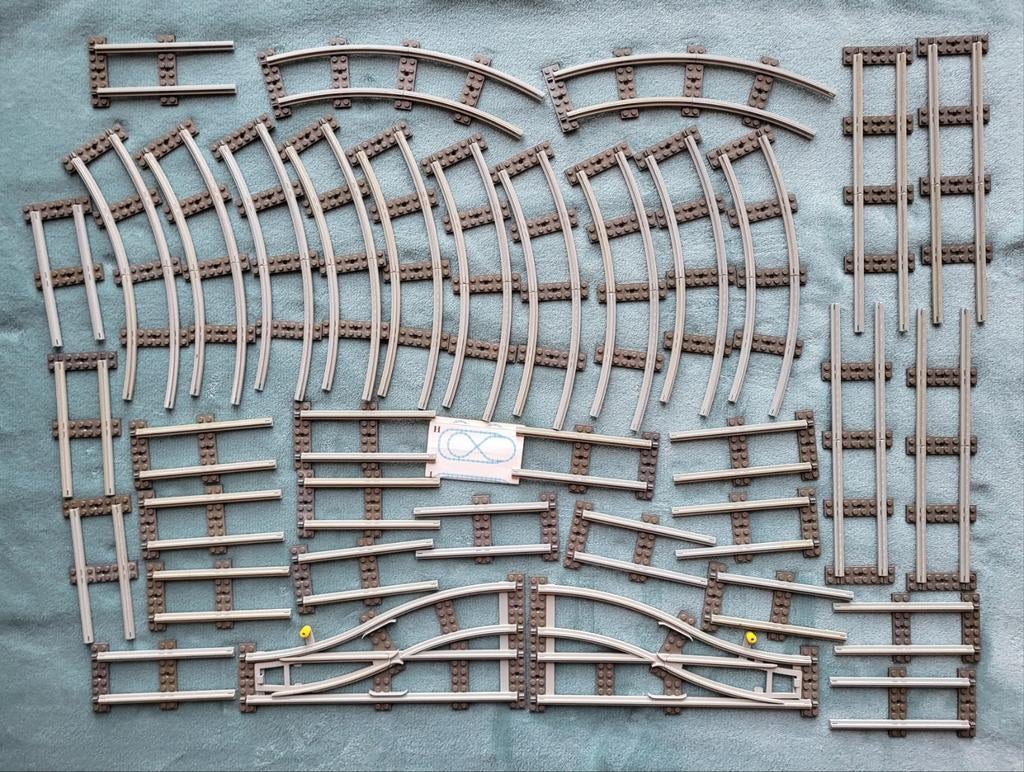 Lego trein 4,5 Volt rails recht & bocht, wissels, boekje, Gebruikt, Lego, Ophalen of Verzenden, Complete set