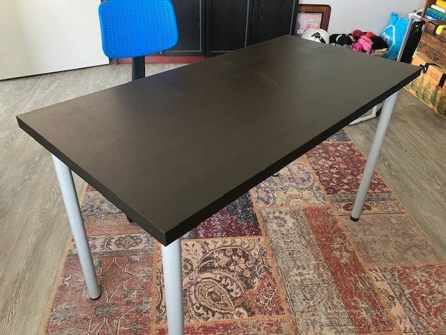 IKEA Linmon Kinderbureau Zwart 120x60x74cm Gebruikt, Ophalen, Zwart, Gebruikt, Kinderbureau