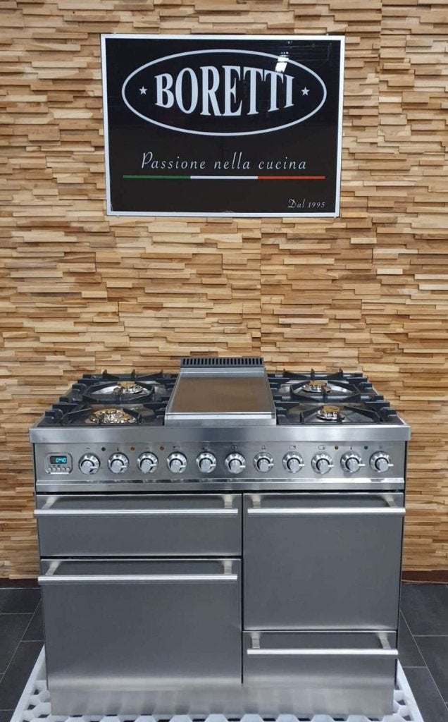 Luxe Boretti Quadra Fornuis 100cm RVS  3 ovens ! Frytop, Niet ingevuld, 60 cm of meer, Niet ingevuld, Ophalen of Verzenden