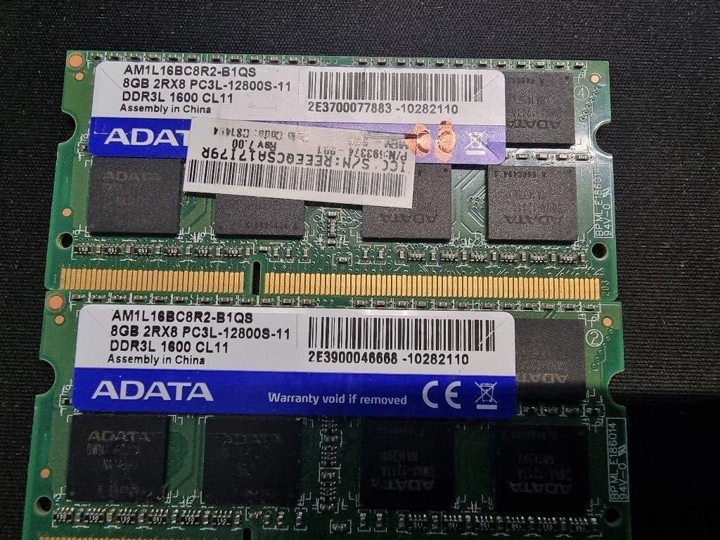 16GB (2X8GB) DDR3 PC3L-12800 1,35V 2RX8 1600Mhz Adata, Computers en Software, DDR3, Ophalen of Verzenden, Zo goed als nieuw, 1600Mhz DDR3L 1,35 Volt