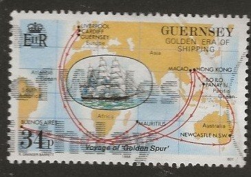 Guernsey 77, zeekaart voor GWD52, Postzegels en Munten, Postzegels | Europa | UK, Verzenden, Gestempeld