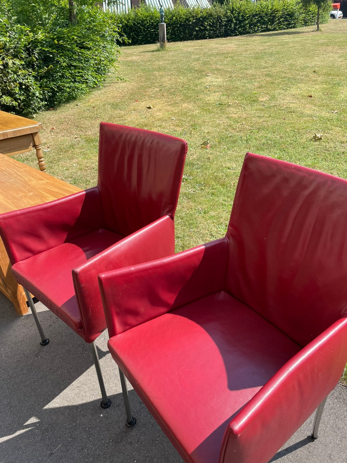 2 eetkamer stoelen in prijs verlaagd, Ophalen, Minder dan 75 cm, Leer, Zo goed als nieuw
