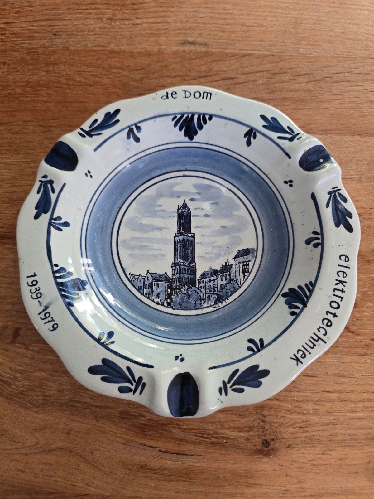 Delfts Blauw Asbak 'De Dom' - Handgeschilderd, 1939-1979, Antiek en Kunst, Ophalen
