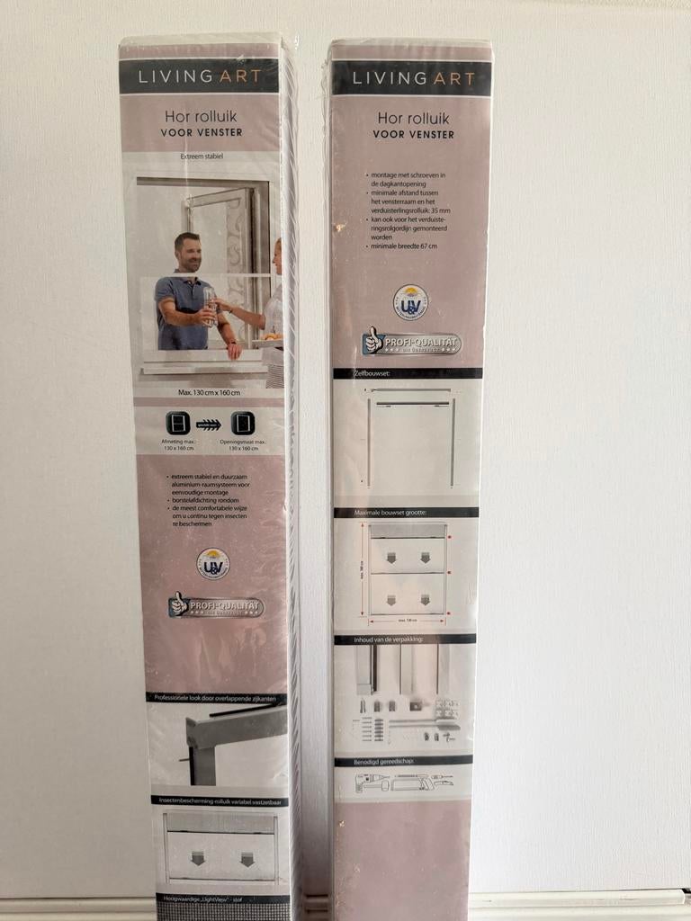 Livingart hor rolluik voor venster max 130x160 - twee stuks, Ophalen, 120 cm of meer, Overige typen, Nieuw