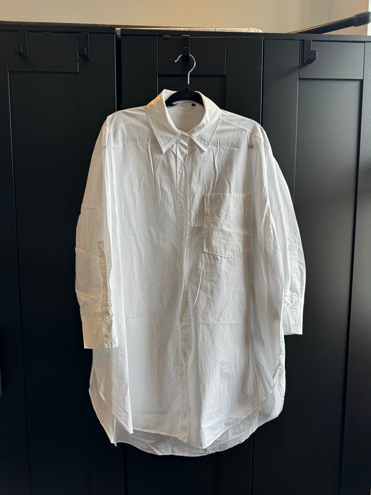 Witte oversized blouse van Zara, maat S, Ophalen of Verzenden, Zo goed als nieuw, Maat 36 (S), Wit
