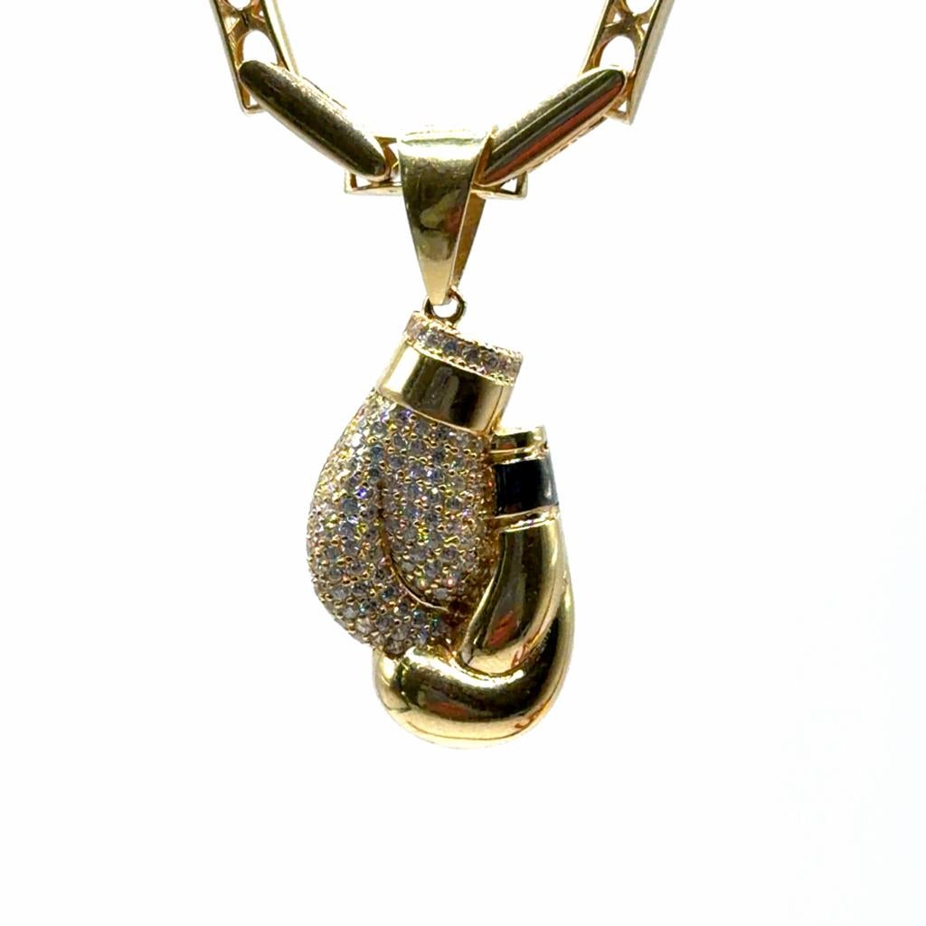 Gouden Bokshandschoen Hanger met Zirkonia, Overige voorstellingen, Www.bredajuwelier.nl, Nieuw, Ophalen of Verzenden