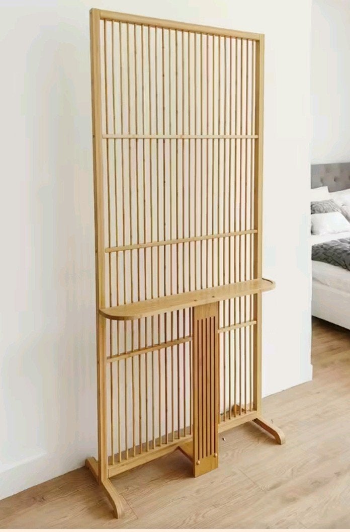 Zo goed als nieuwe bamboe roomdivider, Ophalen, Beige, Zo goed als nieuw, Natuurlijk materiaal