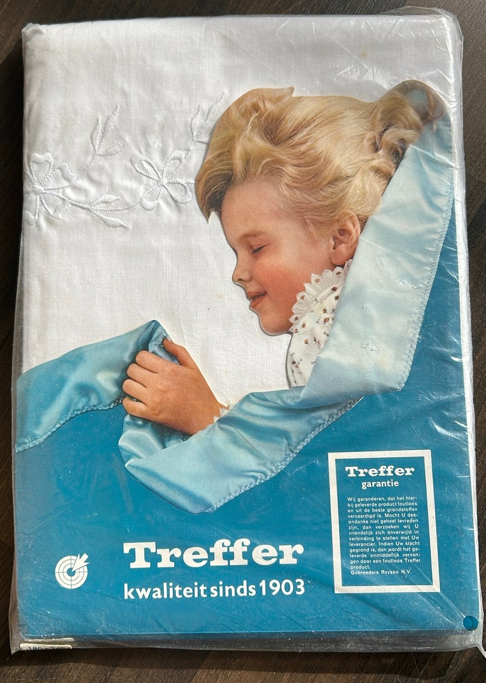 Treffer Laken Vintage geborduurd jaren 60-70 Nieuw, Wit, Beddengoedset, Katoen, Ophalen of Verzenden