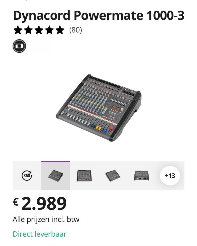 Dynacord Powermate 1000-3 mengpaneel, Muziek en Instrumenten, Mengpanelen, Ophalen, Nieuw, 10 tot 20 kanalen, Microfooningang