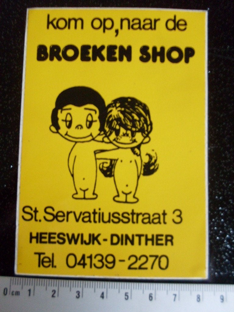 sticker broeken shop heeswijk dinther lijkt op liefde is..., Verzenden, Zo goed als nieuw, Bedrijf of Vereniging