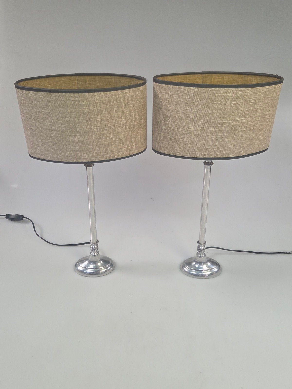 Set Riverdale lampen chroom met ovale kap, Tafellamp, Ophalen of Verzenden, Zo goed als nieuw, Overige materialen