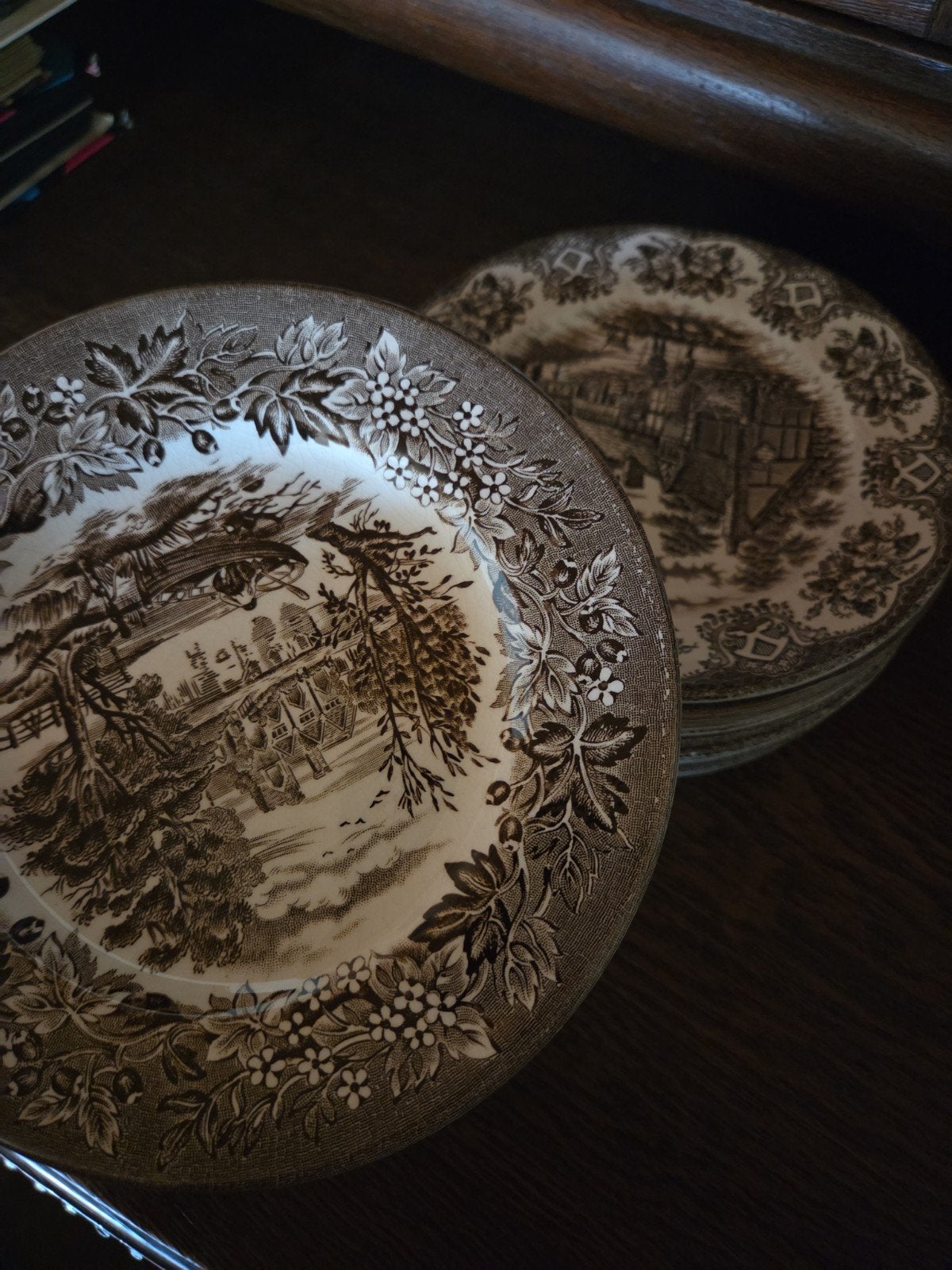 Antieke Castles Ironstone borden, bruin decor, Ophalen of Verzenden