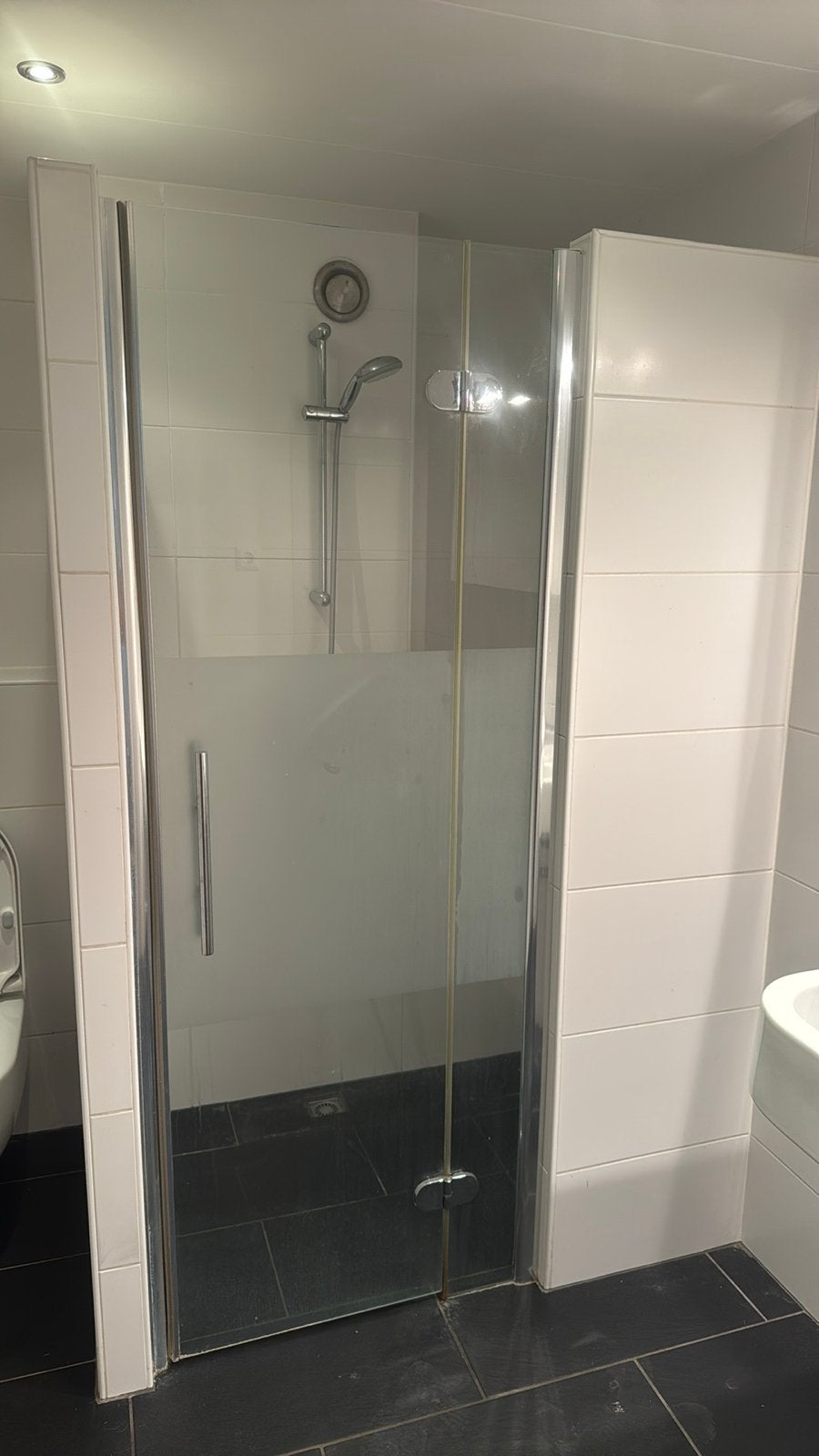 Badkamer set: wasbakken, douchedeur en toilet, Ophalen, Gebruikt, Met douche