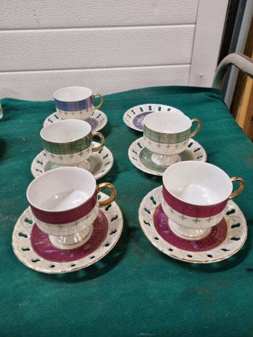kop en schotels vintage parelmoer, Ophalen of Verzenden, 'T Olde Gre-j, Info@toldegrej.nl, Endepoelstraat 20f Didam