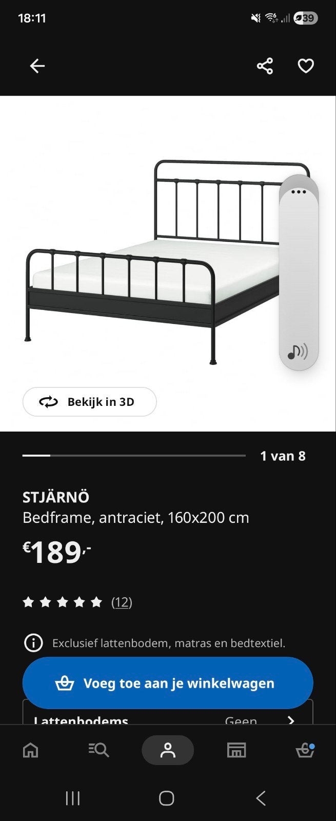 ikea bed compleet, Huis en Inrichting, Ophalen, Overige typen, Tweepersoons, Zo goed als nieuw